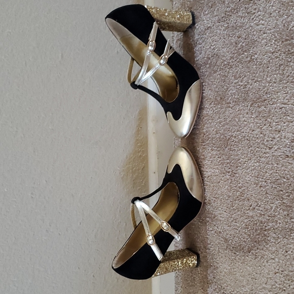 Dancing Day by Banned - Black and Gold Glitter Heels - US 7.5 - Picture 3 of 6